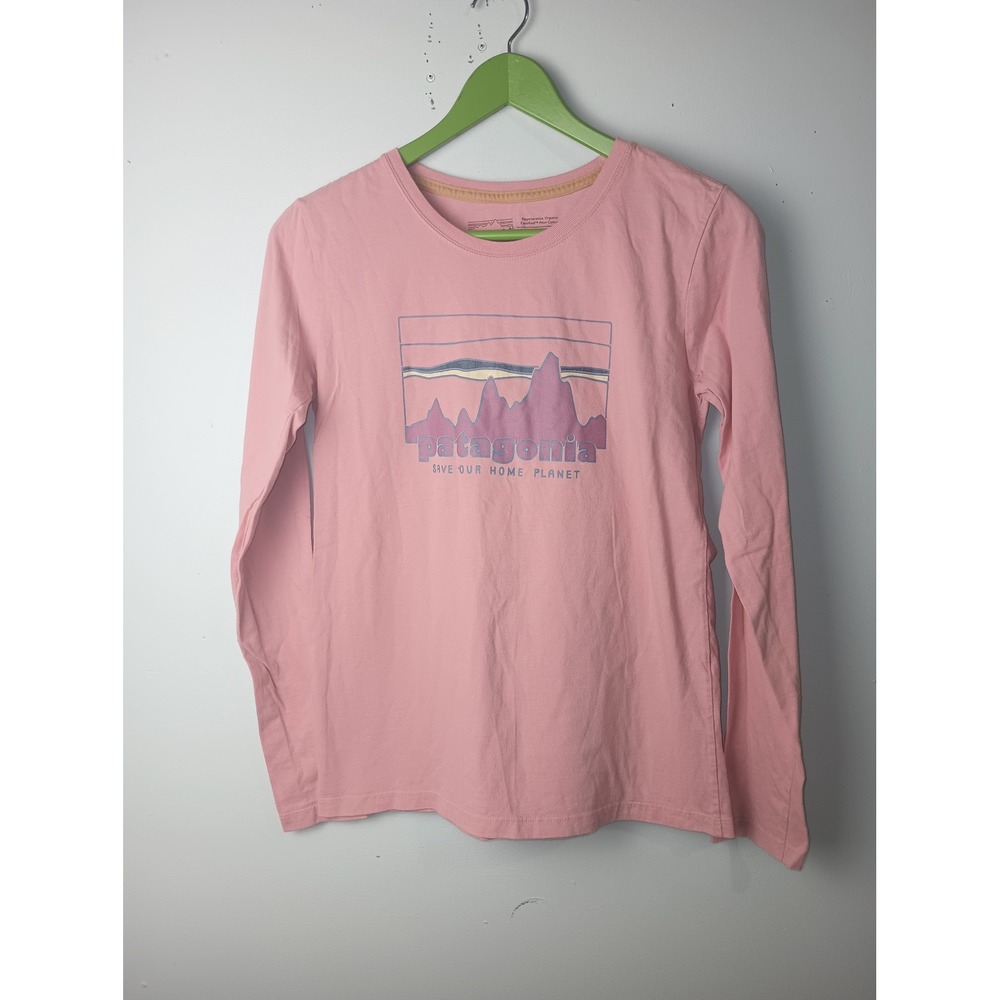 Patagonia Kids Pink Long Sleeve Save Our Home Planet Graphic Tee XXL 16-18